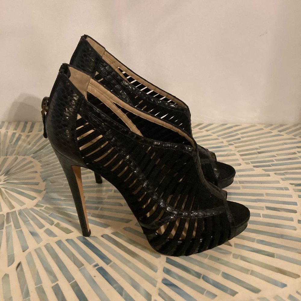 Alexandre Birman Suede And Python Caged Sandal, B… - image 4